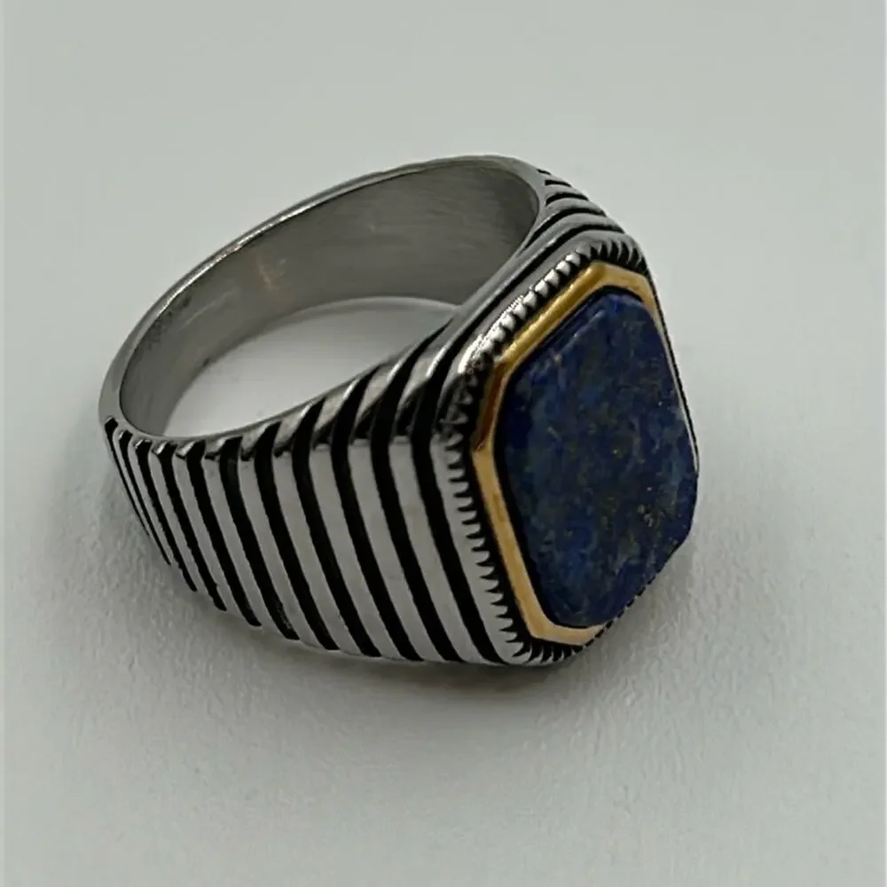 Lapis Lazuli Natural Gemstone Handmade Men's Ring Size 9 NWT